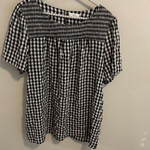 Ott 3x Black and White Checkered Women's Top